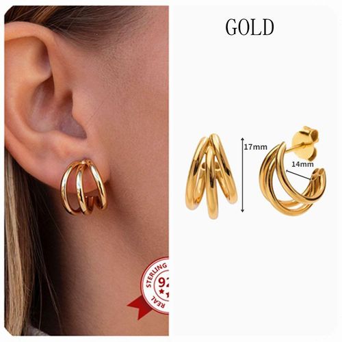 Boucles D'oreilles À Tige En Argent Regardé 925 En Forme De C Pour Femmes, Piercings D'oreille Cz, Cadeau De Bijoux Exquis, Mode Simple Coréenne