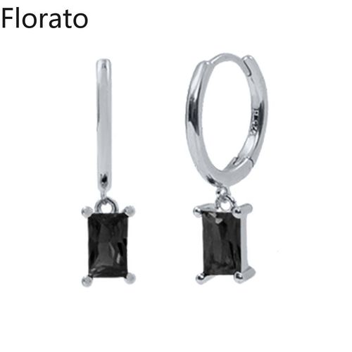 Boucles D'oreilles Créoles En Argent Regardé 925 Pour Femmes, Pendentif Géométrique Exquis, Bijoux, Document Noir
