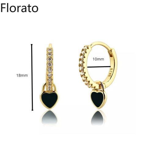 Boucles D'oreilles Créoles En Argent Regardé 925 Pour Femmes, Pendentif Géométrique Exquis, Bijoux, Document Noir