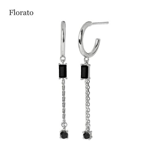 Boucles D'oreilles Créoles En Argent Regardé 925 Pour Femmes, Pendentif Géométrique Exquis, Bijoux, Document Noir