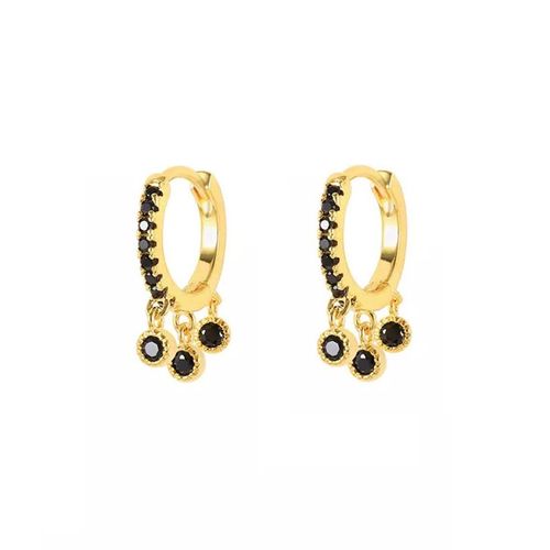 Boucles D'oreilles Créoles En Argent Regardé 925 Pour Femmes, Pendentif Géométrique Exquis, Bijoux, Document Noir