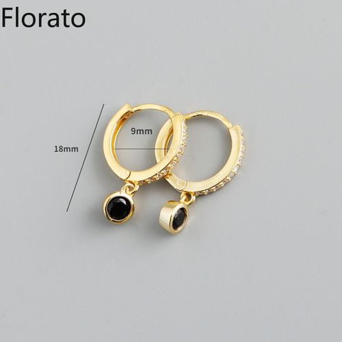 Boucles D'oreilles Créoles En Argent Regardé 925 Pour Femmes, Pendentif Géométrique Exquis, Bijoux, Document Noir