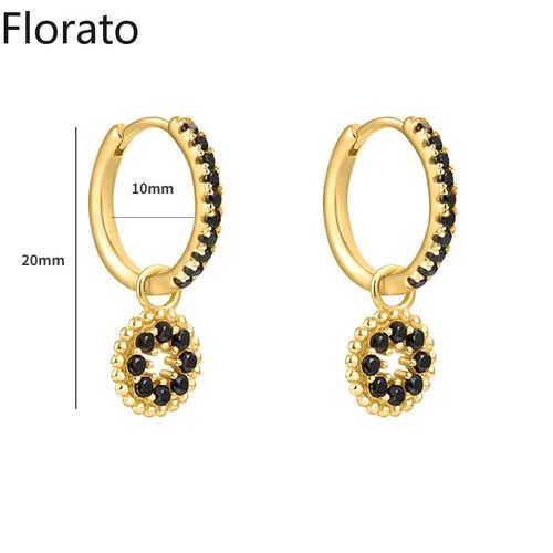 Boucles D'oreilles Créoles En Argent Regardé 925 Pour Femmes, Pendentif Géométrique Exquis, Bijoux, Document Noir
