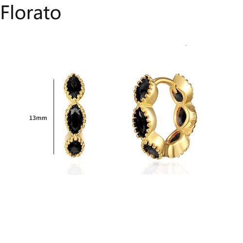 Boucles D'oreilles Créoles En Argent Regardé 925 Pour Femmes, Pendentif Géométrique Exquis, Bijoux, Document Noir