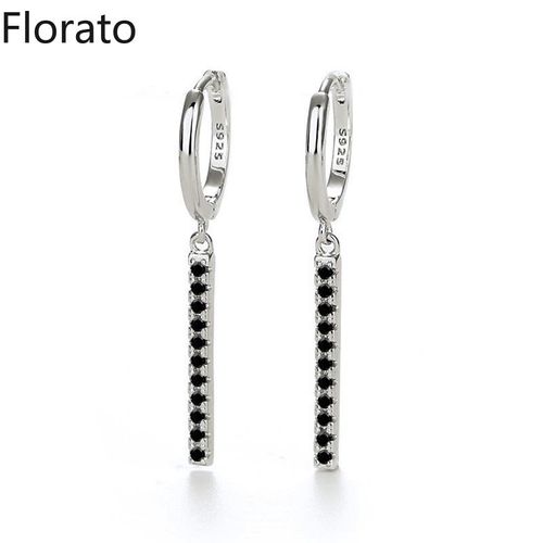 Boucles D'oreilles Créoles En Argent Regardé 925 Pour Femmes, Pendentif Géométrique Exquis, Bijoux, Document Noir
