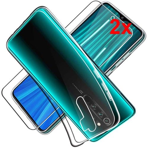 Coque Pour Xiaomi Redmi Note 8 Pro Silicone Transparent Tpu Coque Housse De Protection + 2x Vitre Verre Trempé Protecteur