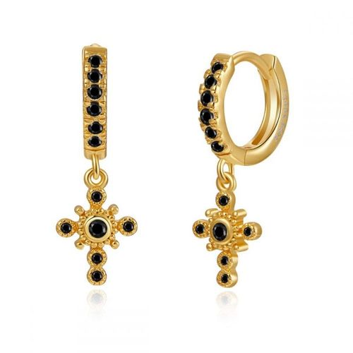 Boucles D'oreilles Créoles En Argent Regardé 925 Pour Femmes, Pendentif Géométrique Exquis, Bijoux, Document Noir
