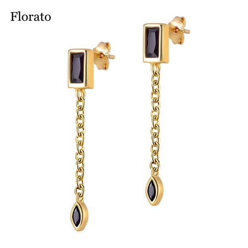 Boucles D'oreilles Créoles En Argent Regardé 925 Pour Femmes, Pendentif Géométrique Exquis, Bijoux, Document Noir