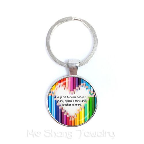 Porte-Clés Pendentif Cabochon En Verre, Cadeau De La Fête Des Enseignants, Bijoux De Cheminée, Merci Maitresse, 25mm
