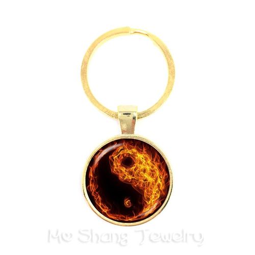 Yin Yang ¿ Porte-Clés Vintage, Pendentif Croix Noir Et Blanc, Bijoux Tai Ji, Cabochon En Verre, Cadeaux Pour Femmes Et Hommes