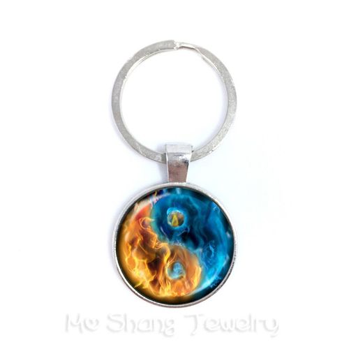 Yin Yang ¿ Porte-Clés Vintage, Pendentif Croix Noir Et Blanc, Bijoux Tai Ji, Cabochon En Verre, Cadeaux Pour Femmes Et Hommes