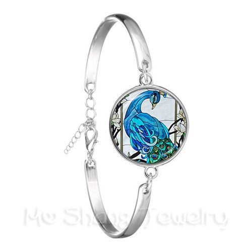 Bracelet Colibri Vert Fait À La Main, Accessoires, Image Artistique D'oiseaux, Cabochon En Verre, Dôme, Biohock, Bijoux D'oiseaux Infinis, 18mm