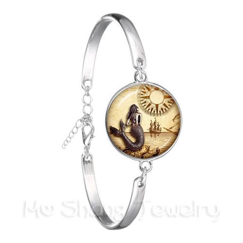 Bracelet En Forme De Dôme En Verre Plaqué Argent, Vintage, Motif Tête De Loup, Boucle En Métal, Bijoux Punk, Breloque Pour Femmes Et Hommes