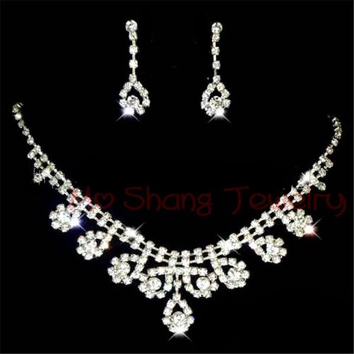 Ensemble De Bijoux En Strass Blancs Pour Femmes, Nouvelle Mode De Mariage, Demoiselle D'honneur Ou Fête De Bal, Collier Plaqué Argent, Boucles D'oreilles