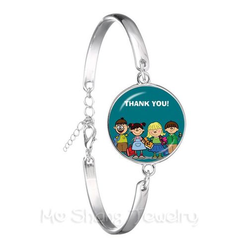 Bracelet De Remerciement Maitresse Pour Femmes Et Hommes, 18mm, Dôme De Verre, Plaqué Argent, À La Mode, Bijoux Pour Enseignants, Meilleur Cadeau De Thanksgiving