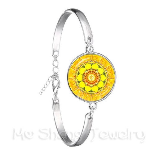 Bracelet Bouddhiste Pour Femmes, Image D'art De Mandala, Cabochon En Verre De 18mm, Bracelet De Chaîne Plaqué Argent Pour Femmes, Bijoux À La Mode, Meilleur Cadeau