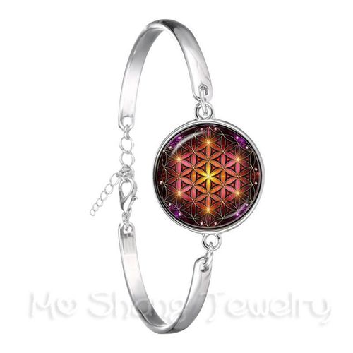 Bracelet Bouddhiste Pour Femmes, Image D'art De Mandala, Cabochon En Verre De 18mm, Bracelet De Chaîne Plaqué Argent Pour Femmes, Bijoux À La Mode, Meilleur Cadeau