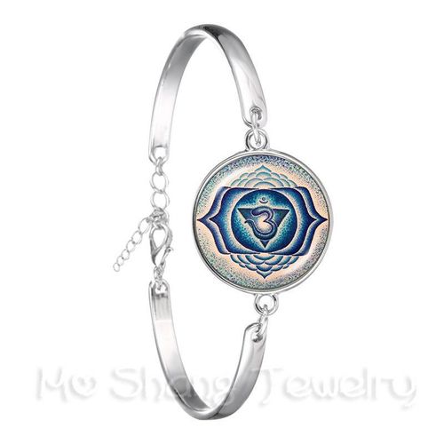Bracelet Bouddhiste Pour Femmes, Image D'art De Mandala, Cabochon En Verre De 18mm, Bracelet De Chaîne Plaqué Argent Pour Femmes, Bijoux À La Mode, Meilleur Cadeau