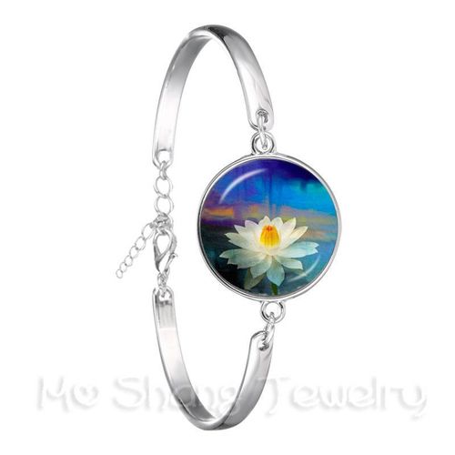Bracelet Bouddhiste Pour Femmes, Image D'art De Mandala, Cabochon En Verre De 18mm, Bracelet De Chaîne Plaqué Argent Pour Femmes, Bijoux À La Mode, Meilleur Cadeau