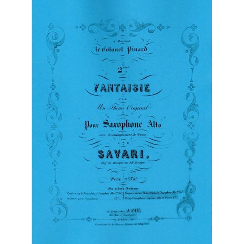 2° Fantaisie De Jérôme Savari Pour Saxophone Alto Et Piano