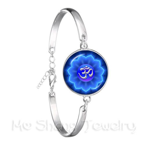 Bracelet Bouddhiste Pour Femmes, Image D'art De Mandala, Cabochon En Verre De 18mm, Bracelet De Chaîne Plaqué Argent Pour Femmes, Bijoux À La Mode, Meilleur Cadeau