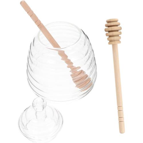 Comme Montré 1 Jeu Pot De Miel En Verre Récipient À Miel Récipients En Verre Avec Couvercles Distributeur De Miel Plateau Pour Comptoir De Salle De Bain Petits Pots De Miel Ménage Réutilisable