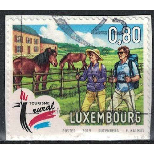 Luxembourg 2019 Oblitéré Used Tourisme Rural Randonnée En Couple Ferme Chevaux Su
