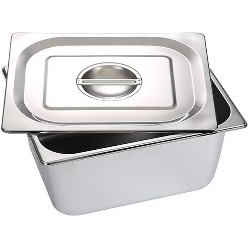 Argent 66365z Bac 1/3 En Inox 325 X 175 X 150mm, Grande Capacité Marmite En Acier Inoxydable, Conception De Coin Rond, Conteneur De Stockage De Nourriture, Cuisine Disponible