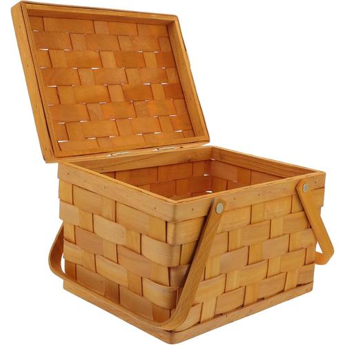 Kaki 1 Pc Panier Pique-Nique Coffret Cadeau Paniers Balcon Pot De Fleurs Organisateur D'articles Divers Panier De Pique-Nique En Osier Mini-Pots En Bois Corbeille De Fruits Extérieur