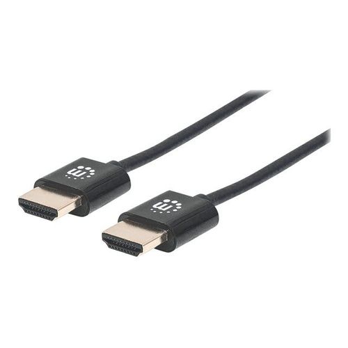 Manhattan HDMI Cable with Ethernet (Ultra Thin), 4K@60Hz (Premium High Speed), 0.5m, Male to Male, Black, Ultra HD 4k x 2k, Fully Shielded, Gold Plated Contacts, Lifetime Warranty, Polybag -...