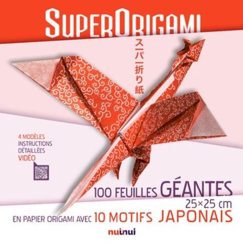 Superorigami - Avec 100 Feuilles Géantes 25x25cm En Papier Origami Avec 10 Motifs Japonais