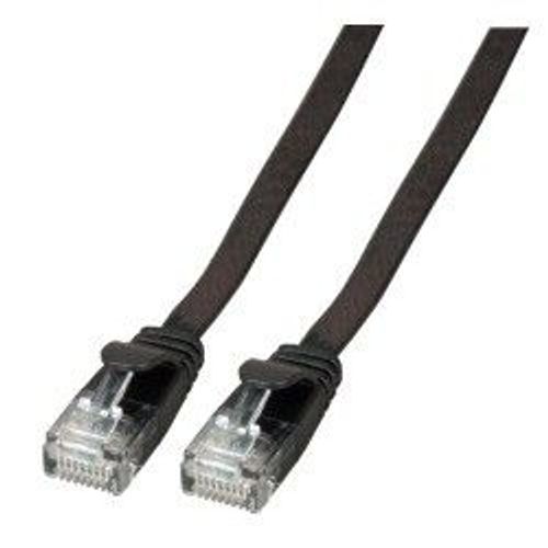 EFB-Elektronik - Cordon de raccordement - RJ-45 (M) pour RJ-45 (M) - 50 cm - UTP - CAT 6a - moulé, plat - noir