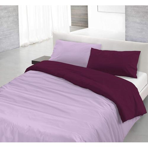 1p Natural Color Housse De Couette Double-Face Couleur Unie Avec Taies D'oreiller,100 % Coton,Lilas/Prune,150x2000cm