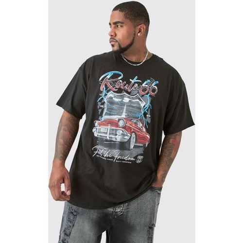 Plus Route 66 Racer Printed T-Shirt In Black Homme - Noir - Xxxl, Noir