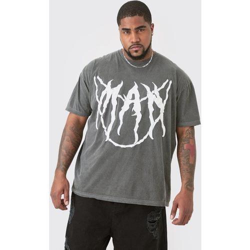 Plus Core Man Chain Puff Print T-Shirt In Grey Homme - Gris - Xxl, Gris