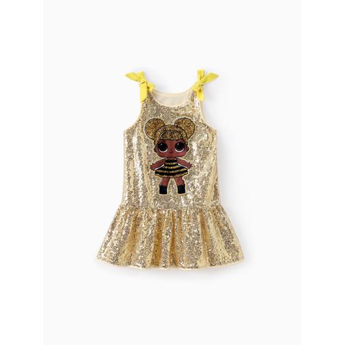 Lol Surprise! Toddler Girls 1pc Character Print Bowknot Sequin Sleeveless Dress
