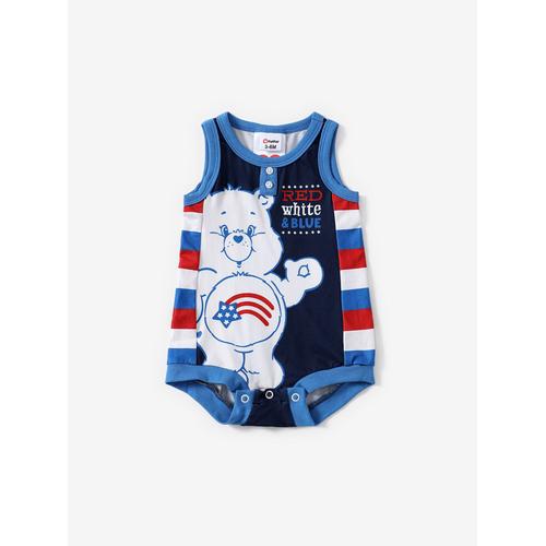 Care Bears Baby Boys,Girls Independence Day 1pc Character Striped Print Sleeveless Onesie