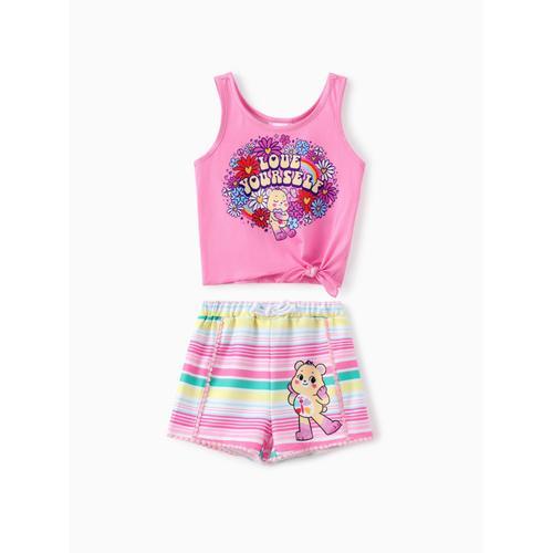Care Bears Toddler Girls 2pcs Floral Butterfly Rainbow Print Tank Top With Shorts Set