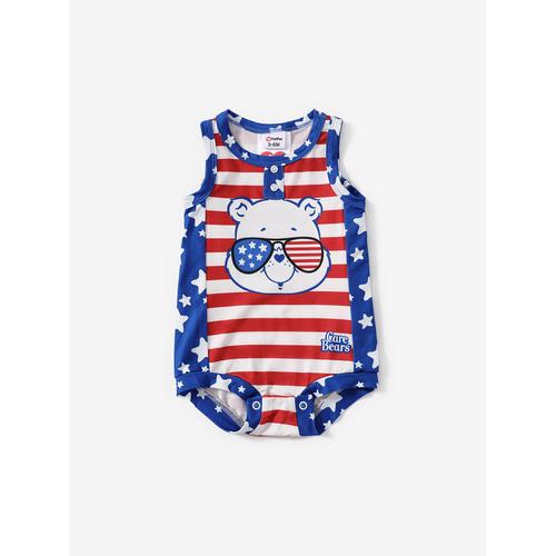 Care Bears Baby Boys,Girls Independence Day 1pc Character Striped Print Sleeveless Onesie
