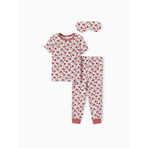 3pcs Toddler Girl Floral Tight Pajama Set