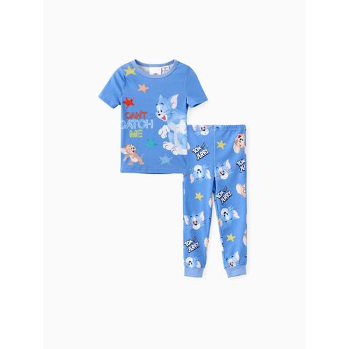 Tom And Jerry Toddler Boys,Girls 2pcs Character Print Top With Pants Sleepwear Set