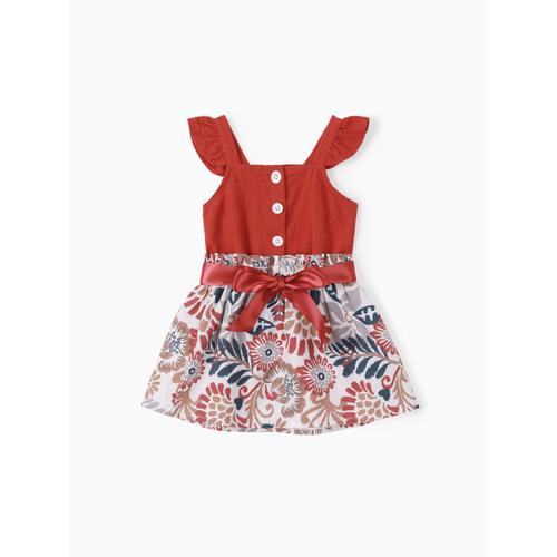 Baby Girl 2pcs Bohemia Crop Top And Geometric Pattern Skirts Set