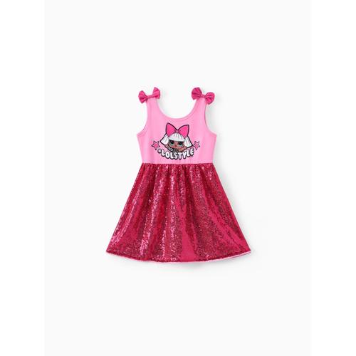 Lol Surprise! Toddler Girls 1pc Character Print Bowknot Sequin Sleeveless Dress