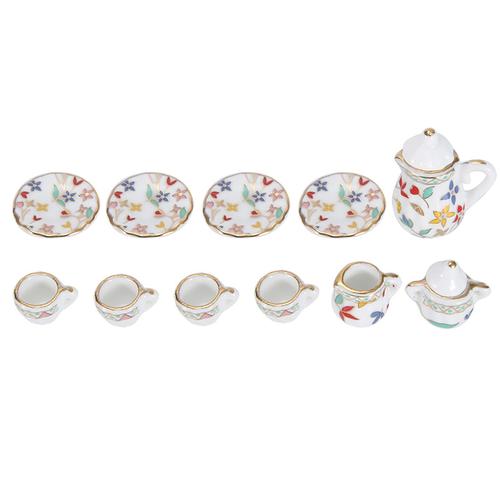 1:12 Maison De Poup¿¿E Cuisine Miniature 15 Pi¿¿Ces Porcelaine Fleur Tasse ¿¿ Th¿¿ Ensemble D¿¿Cor Collection 3