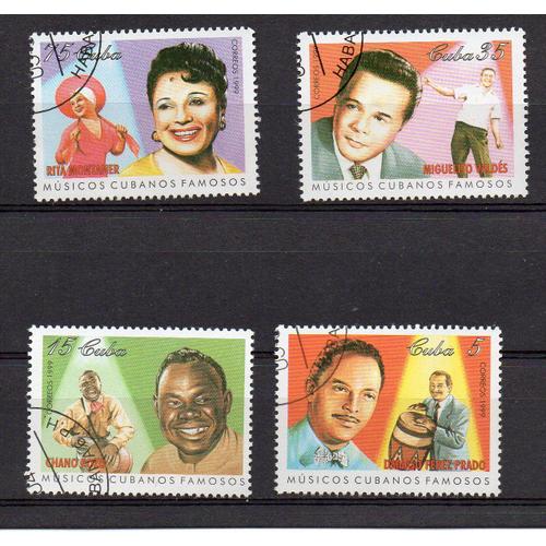 Cuba- Série De 4 Timbres Oblitérés- Musiciens