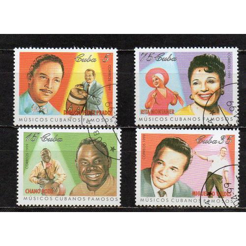 Cuba- Série De 4 Timbres Oblitérés- Musiciens