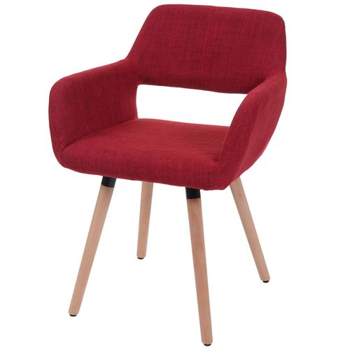 Chaise De Salle À Manger Hwc-A50 Ii, Fauteuil, Design Rétro Des Années 50   Tissu, Rouge Pourpre