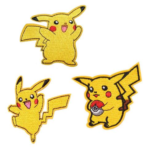 Lot De 3 Patchs Écussons Thermocollants - Pokémon Pikachu (Réf 2)