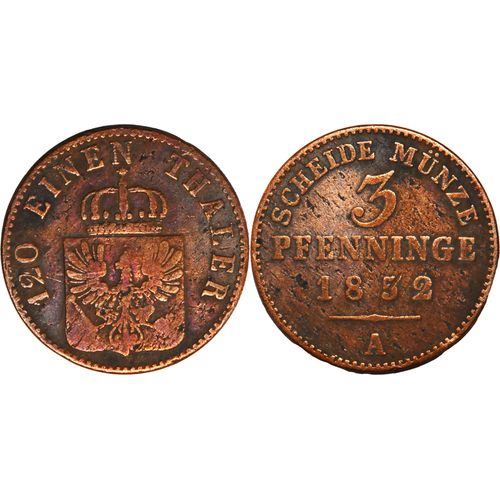 Allemagne - Prusse -1852 - 3 Pfenninge - Berlin (A) - Friedrich Wilhelm Iv - 19-253