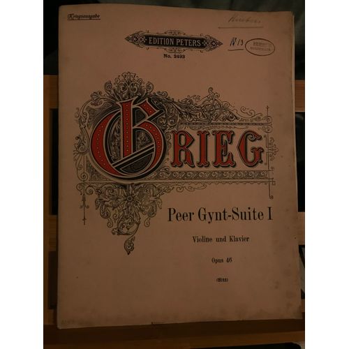 Grieg Peer Gynt Suite N°1 Transcription Violon Piano Éditions Peters N°2493